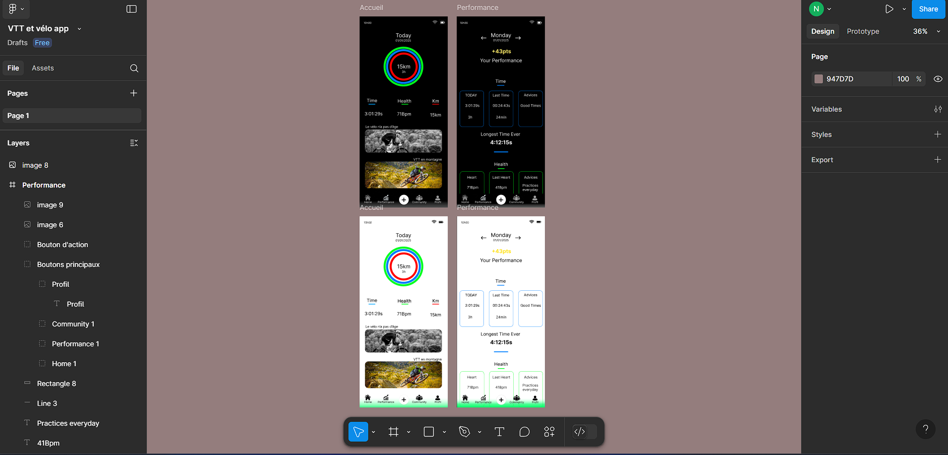 Maquette complète UI application VTT